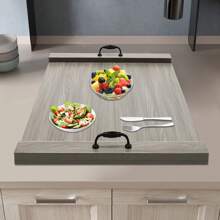 Noodle Board Stove Cover-Wood Stove Top Covers W/Handles For Electric Stove - 灰色 - 查看 6
