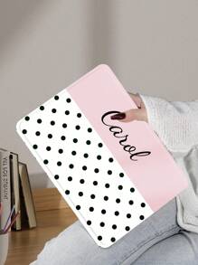 1pc Customized Polka Dot Protective Leather Case Cover Suitable For IPad Pro 13, Air 13 Models, For Couples, Family, Pets, Children