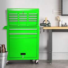 Artbros Rolling Tool Chest, 8-Drawer Tool Cabinet With Lockable Wheels And Detachable Top Tool Box, Tool Cart For Warehouse, Workshop, Green - Green - View 8