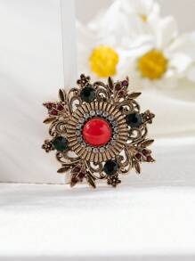 1 bucă broșă cu cristale în stil baroc vintage, material din aliaj, colorată, accesoriu de modă de lux de ultimă generație pentru costum, jachetă, rochie