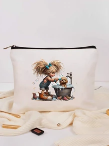 Kosmetiktasche mit zufälligem Muster, personalisierbare Fotokosmetiktasche, kann mit Ihrem individuellen Design angepasst werden, leichter, wasserdichter Segeltuch-Reißverschluss-Kosmetikbeutel ist auch perfekt als Münzbörse, Federmäppchen, perfekt für Einkaufen, Date, Urlaub, Reise, Festival, Party oder als Geschenk Makeup Bag Make Up Organizer für Badezimmer, College Wohnheim, Strand, Sommer, tragbare Multifunktions-Damen/Mädchen Student, Boho-Vibes - Verschiedenfarbig - Übersicht 8