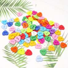13mm 100pcs Heart Shaped Candy Colors Button 2 Holes Sewing Crafts Decoration Button,Sewing Scrapbooking Decorative Card Making DIY(Random Color)