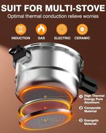 3L/5L Aluminum Pressure Cooker W/Release Valve &Amp, Multiple Protective Devices, Pressure Canner Compatible With Gas &Amp, Induction Cooker