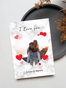 1pc Customized Photo Funny Card, "I Love You" Photo Card | Valentine's Day Card | Personalized Card, Couple Gift, Anniversary Card, Gift For Her, Printed Design - Multicolor - View 3