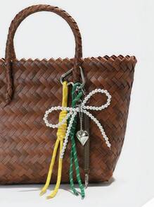 1PC Angora Red Pearl Bow Rope Bag Charm, Keychain Accessories Car Pendant Can Be Used For Bag Pendant Pendant. Gifts Valentine'S Day Stylish For Teen Girls Women College Students Teacher White-Collar Workers Rookies & White-Collar Workers Gift Accessories Decor Present Car Accessories Women Key Chain Charms Back To School Supplies Gifts For Teachers