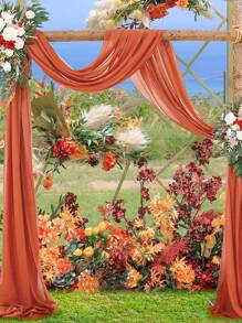 1 pieza de 75*300/600/800cm Cortina de gasa rojo naranja, suministros para decoración de boda, fiesta de cumpleaños, boda y ducha nupcial, telón de fondo de sala para ceremonia y recepción nupcial, decoración multiusos para arco de boda, escalera y respaldo de silla, regalo del Día de San Valentín