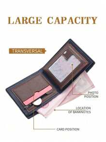 Customizable Men's Wallet, Personalized Name Faux Leather Cardholder, Business Style, Short Bifold - Royal Blue - View 3