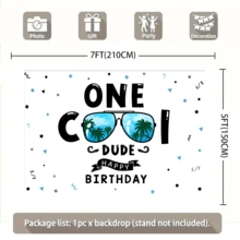Decoraciones de primer cumpleaños "One Cool Dude" - Telón de fondo, Pancarta "One Cool Dude", Temática de gafas de sol, Pancarta de primer cumpleaños "Cool 1st Birthday", Suministros para la mesa del pastel de fiesta de primer cumpleaños
