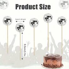 5 件迪斯科球蛋糕装饰反光镜球蛋糕装饰适用于 70 年代迪斯科主题派对装饰生日节日派对装饰