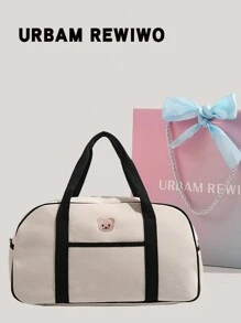 White Large Capacity Diaper Bag For Mom With Thick Shoulder Strap - Portable And Fashionable - Black - View 4