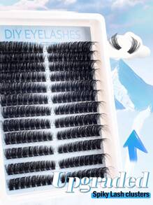 216 件/12 排 8D 蓬松睫毛延长浓密 80D 优质单根睫毛，8-16 毫米混合长度猫眼睫毛，左/右分开，640/448/576/570/544/560/240/184/120 件 - 黑色 - 查看 3