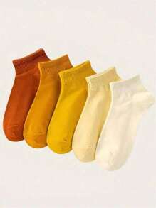 1/10 Pairs Women's Colorful Flat Knit Casual Short Socks, Comfortable & Versatile For Outdoor Sports & Daily Wear Christmas Gift - Multicolor - View 3