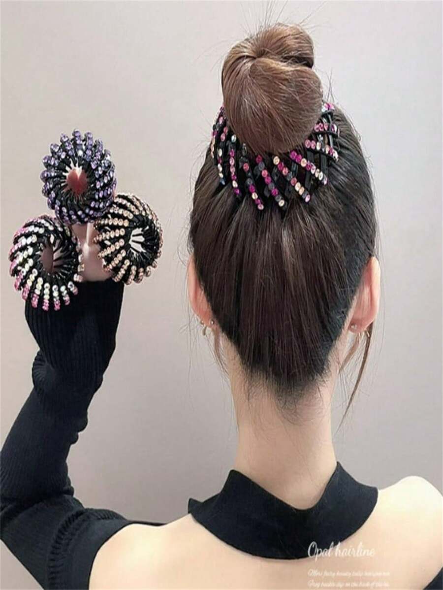Rhinestone Bird/Nest Hair Clip Ponytail Expansion/Accessories - 1 peca aleatório - 查看 1