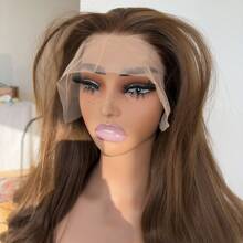 Daily Wear Soft Party Light Brown Heat Resistant Synthetic Hair 13X4 Inch Large Area Lace Front Wigs Long Wavy - Light Brown - View 4