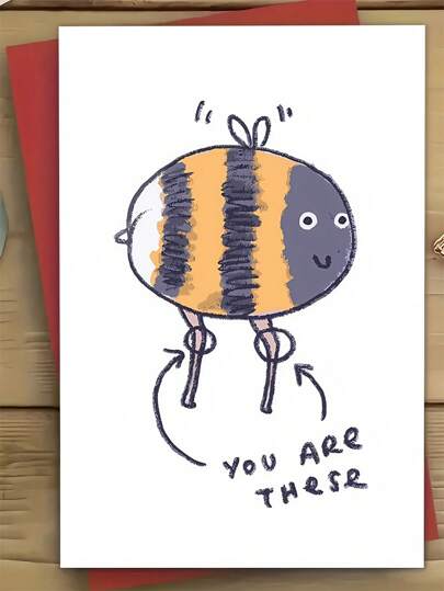 1 pieza Tarjeta de felicitación "La flor de la vida", ilustración divertida de insecto de amistad, cumpleaños, felicitaciones, material de papel con dibujo lindo