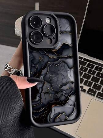 Marmordesign geschnitztes matter schwarzer stoßfester, dickwandiger, perforierter minimalistischer bedruckter Handyhülle kompatibel mit iPhone 16/16 Pro/16 Pro Max/16 Plus, iPhone 15 XR/7/8, iPhone 15 Pro Max, 13 Pro Max, 14 Pro Max, 13, 14, 11, 12 Pro Max, P11, P12 Pro, XS, XR, 7/8 Plus, Galaxy S22 Ultra, A13, A22, A21S, A51, A52, Galaxy Z Fold4, S23 Ultra, A14, A15, S23, A73, Redmi wasserdicht, kratzfest und stoßfest