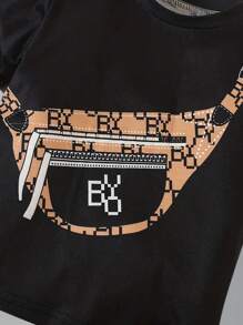 2pcs/Set Young Boys Outdoor Graphic Print Casual Outfit, Round Neck T-Shirt And Shorts Set