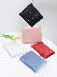 1个优雅天鹅绒星形图案化妆包，大容量化妆刷收纳袋，金色星星装饰，多功能化妆品收纳盒，女士手提化妆包，旅行化妆洗漱包，必备礼品收纳包，拉链配件，美甲，化妆包，化妆包，化妆品收纳包，旅行，化妆袋，包，梳妆台，化妆袋，旅行必备，化妆包，化妆包，旅行必备，梳妆台配件，小化妆包，化妆包，旅行必备，大容量，大化妆包，圣诞礼物，收纳袋，旅行，女士旅行必备礼物，收纳袋，手拿包/小手提包，化妆品收纳包，刷子架，迷你收纳袋，大容量收纳袋，女士礼物，圣诞礼物，女士礼物创意，化妆袋，旅行必备 - 彩色 - 查看 4
