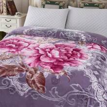2 Ply Reversible Fuzzy Silky Warm And Cozy Plush Soft Embossed Blanket - Flower/Burgundy - View 4