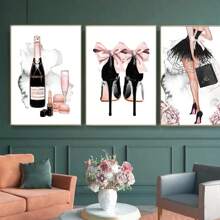 1PC Nordic Posters And Prints Girl Perfume Flower Lipstick High Heels Wall Art Canvas Painting Wall Pictures For Shop Home Decor No Frame