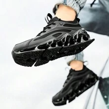 Blade Shoes - Blade Type Shoes - Striped, Shock Absorption, Comfy - Running, Workout, Hiking - Men , All Seasons - Run! Hike! Conquer! Comfort! - Black - View 8