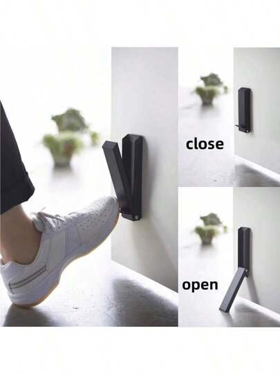1pc Foldable Stainless Steel Door Stopper With Rubber Tip, Suitable For Home Room Doors