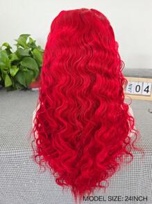 websterwigs 13 英寸 X 4 英寸短款蕾丝前部合成假发，24 英寸红色蕾丝前部假发，预拔发际线，耐热纤维发，丝滑直发假发，适合女性、角色扮演、派对、日常穿着 - 紅色 - 查看 9