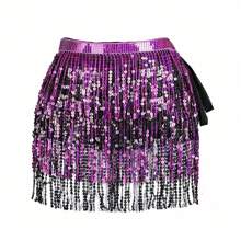 Cadena para la cintura de danza del vientre nueva con capa de brillo, borla, cubierta para la cintura para práctica y actuación de danza, faja para la cadera, pañuelo para la cintura