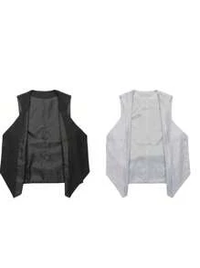 SANOPY Men's S Solid Color Non-Ironing Treatment Fashion Urban Work Men's Suit Vest - 黑色 - 查看 4