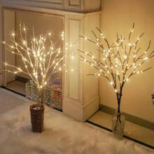 1pc 50 LED Copper Wire Birch Branch Lights, Fake Tree Branch Lights, Creative Tree Branch Decoration Suitable For House, Bedroom, Fireplace, Indoor Decor, Desk Decor, Decorative Lights, Christmas Decoration, Battery Powered, Batteries Not Included