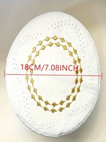 1 pezzo Cappellino da uomo premium - in poliestere traspirante, lavabile in lavatrice, con banda decorativa bianca a zigzag, per il Ramadan
