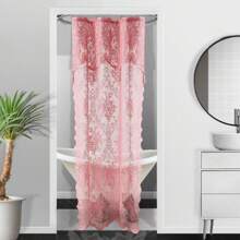 WARM HOME DESIGNS Rose Pink Lace Shower Curtain With Attached Valance And Tassels. Luxury Vintage Shower Curtain In 5 Sizes And 6 Colors. - 粉色 - 查看 3