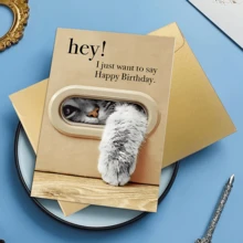 1pc Cute Cat Reaching Design Creative Birthday Card, Birthday Gift For Family And Friends, Suitable For Birthday Party, Gift Card - Multicolor - View 3