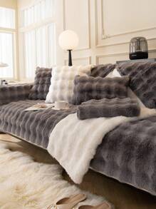 1pc Thick Plush Sofa Cushion Cover, Anti-Slip Sofa Protector, Dust-Proof Washable Sofa Slipcover, Deep Gray Dirt-Resistant Home Decor Pet-Friendly Cover, Suitable For Bedroom, Office, Living Room, L-Shaped And 1/2/3/4 Seat Sofa