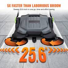 Walk-Behind Hand Push Floor Sweeper 25.6" Sweeping Width Floor Sweeper Manual Non-Electric 5-Gallon Waste Container Angle & Height Adjustable Folding Handle For Walkway Yard Garage Patio - Màu xám đen - Xem 3