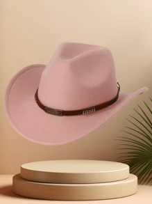 1 szt. Jednolity kolor metaliczny nit kontrastowy kolor kokarda kowbojski kapelusz zachodni unisex na podróże swobodny festiwal jazzowy kapelusz, odpowiedni do codziennego użytku - Wielokolorowe - Zobacz 15