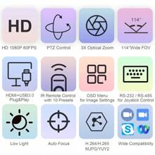 TONGVEO Conference Room PTZ Camera System | 1080P 60fps With 3X Optical Zoom USB3.0Streaming Camera-Easy Setup For And Meetings - HDMI/USB3XCam - View 3