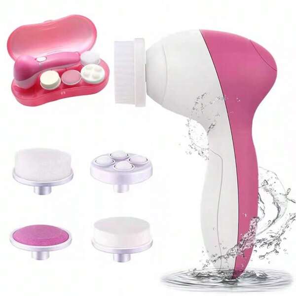 Limpador facial elétrico multifuncional 4 em 1, ferramenta de limpeza profunda de poros, escova de limpeza para remoção de cravos, dispositivo de beleza de cabeça de escova substituível, limpador facial à prova d'água, esfoliação suave, esponja de limpeza de maquiagem, cuidados com a pele de cabeça de látex de massagem, ferramentas portáteis domésticas para cuidados com a pele, todos Ótima ferramenta de limpeza para tipos de pele