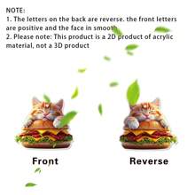 1 Piece, Cute Cat Burger Pendant, 2D Flat Acrylic Decorative Pendant, Ideal Gift For Keychain Accessories, Packaging Decorations, Anniversaries, And Valentine's Day.