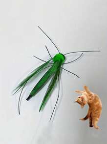 1pc Realistic Insect Cat Interactive Toy, Cat Teaser Wand Replacement Head, Simulation Insect Cat Feather Toy, Suitable For Indoor Play And Exercise - Multicolor - View 8