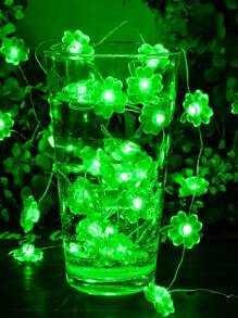 10ft 30 LED Green Clover String Lights, Battery Powered Fairy Lucky Four-Leaf Clover Lights, Suitable For Indoor Bedroom Party, St. Patrick's Day Celebration Decor, Irish Party Decor, Suitable For Home Indoor/Outdoor Wedding Anniversary Holiday Green Decor - màu xanh lá - Xem 3