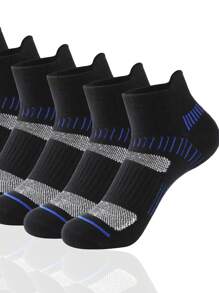 5 Pairs Men's Mid-Calf Sport Socks, Basketball And Compression Socks For Autumn