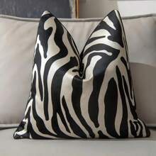 1pc Polyester Throw Pillow Cover, Multi-Color Abstract Texture, Geometric Lines, Zebra, Leopard Print, Black, Brown, Gold, Luxury Single-Sided High-Precision Jacquard, For Living Room, Sofa, Car, Home Decor, Party Decor (No Pillow Insert)