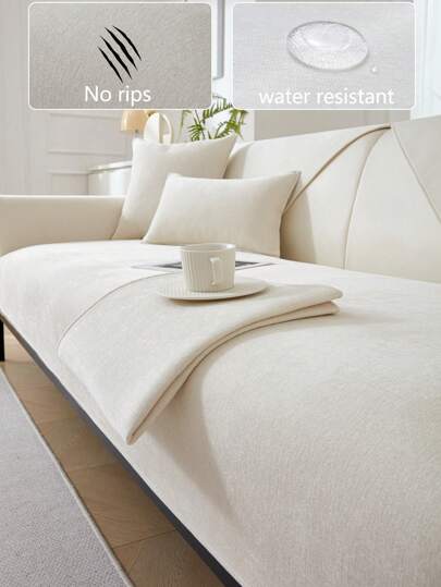 1pc All-Season Universal Sofa Pad, Modern Minimalist Chenille Non-Slip Spill-Proof Sofa Seat Cushion, Sofa Cover, Dust-Proof Dirt-Resistant Washable Pet Friendly Protective Cover, Adjustable Fit For Bedroom, Office, Living Room, L-Shaped Sofa