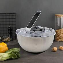 WUPYI Stainless Steel Salad Spinner Kitchen Vegetable Lettuce Spinner Fruits Washer - Silver - View 11