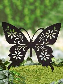 CIFbuy 1 件蝴蝶形金属地插装饰，适用于庭院、花园、草坪等各种户外场景。金属地插装饰，金属花园装饰。 - 黑色 - 查看 7