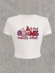Letter Printed Short T-Shirt, Y2K Spring And Summer Short-Sleeved Crop Top, Women's Top