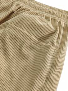 Hidkat Pantalon décontracté à jambe droite en velours côtelé avec cordon de serrage à la taille pour hommes, pantalon de survêtement de style rétro pour le printemps/l'automne
