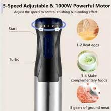 5-In-1 Hand Immersion Blender 1000w Entire Stainless Steel Blender Baby Food - US A Type Plug(110-127V) - View 7