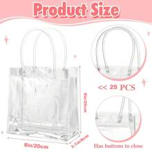 25 Pack 8"X3.1"X8" Clear Gift Bags, Square Transparent Gift Bags With Handles, Waterproof PVC Shopping Bags For Perfume, Bakery, Presents, Birthday Party Favor - Clear - View 4